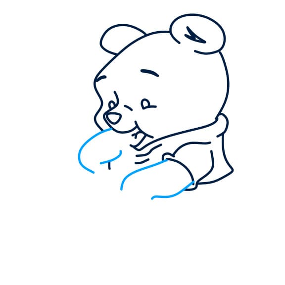 Hướng dẫn vẽ chú gấu pooh đang ăn mật ong - Bước 6