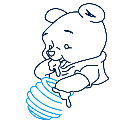 Hướng dẫn vẽ chú gấu pooh đang ăn mật ong - Bước 7