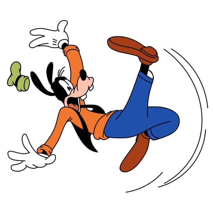 Hướng dẫn vẽ Goofy đang bị ngã đơn giản