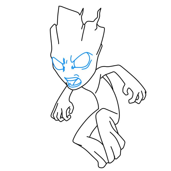 Hướng dẫn vẽ Groot (mật nhân vật trong vũ trụ điện ảnh Marvel) đơn giản và đẹp cho bé - Bước 5