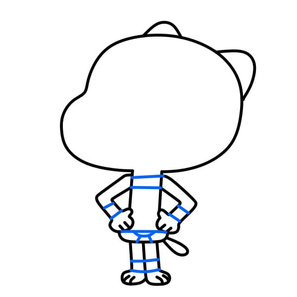 Hướng dẫn vẽ Gumball vui vẻ và thân thiện cho bé - Bước 6