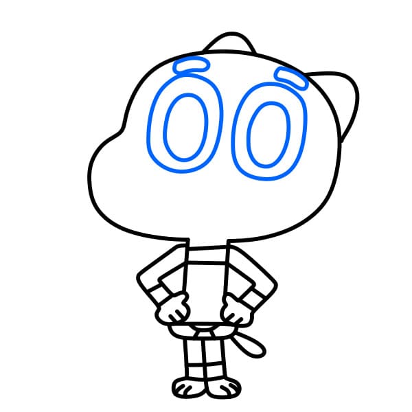 Hướng dẫn vẽ Gumball vui vẻ và thân thiện cho bé - Bước 7