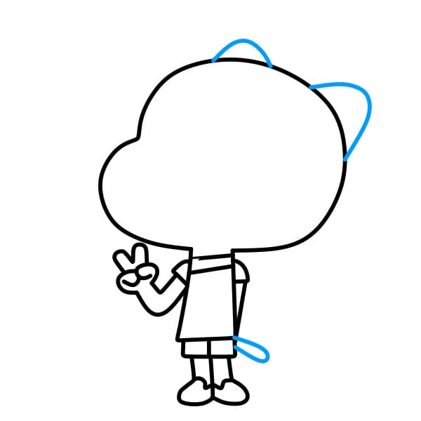 Hướng dẫn vẽ Gumball vui vẻ và thân thiện cho bé - Bước 5