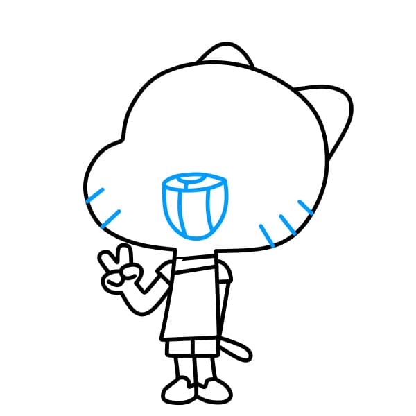 Hướng dẫn vẽ Gumball vui vẻ và thân thiện cho bé - Bước 6