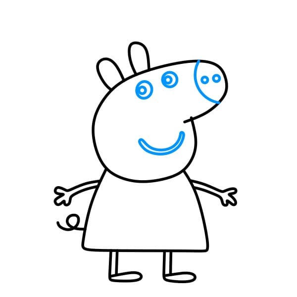 Hướng dẫn vẽ Heo Peppa đơn giản và đẹp cho bé - Bước 5