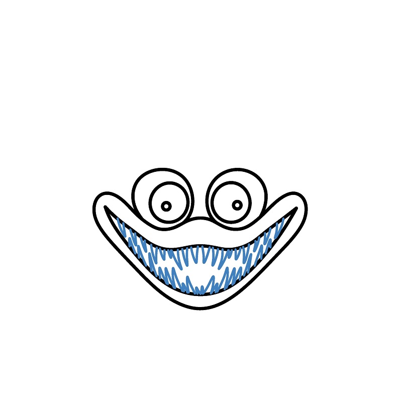 Hướng dẫn vẽ đầu của Huggy Wuggy. - Bước 4