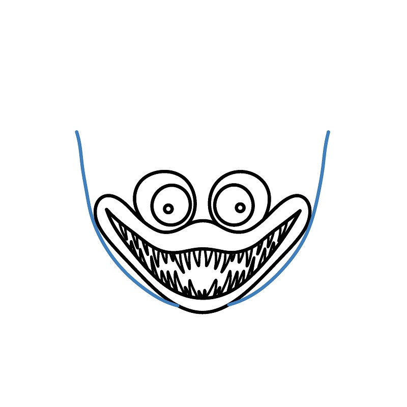 Hướng dẫn vẽ đầu của Huggy Wuggy. - Bước 5