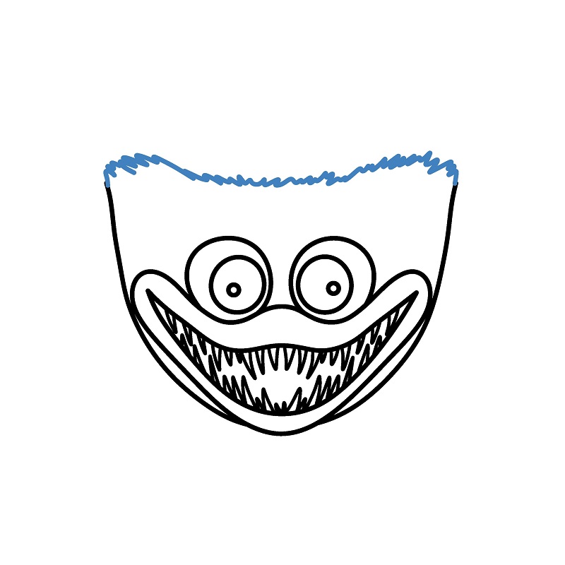 Hướng dẫn vẽ đầu của Huggy Wuggy. - Bước 6