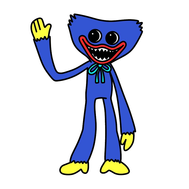 Hướng dẫn vẽ Huggy Wuggy vui vẻ.