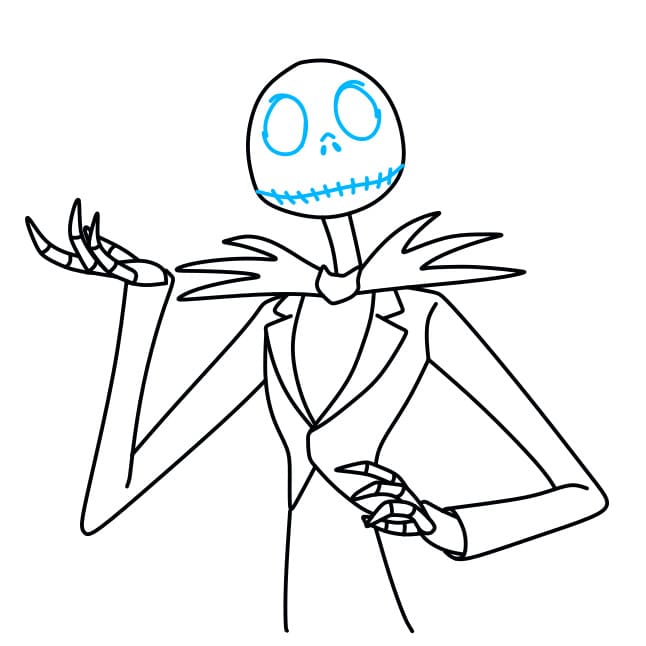 Hướng dẫn vẽ Jack Skellington đơn giản cho bé - Bước 5