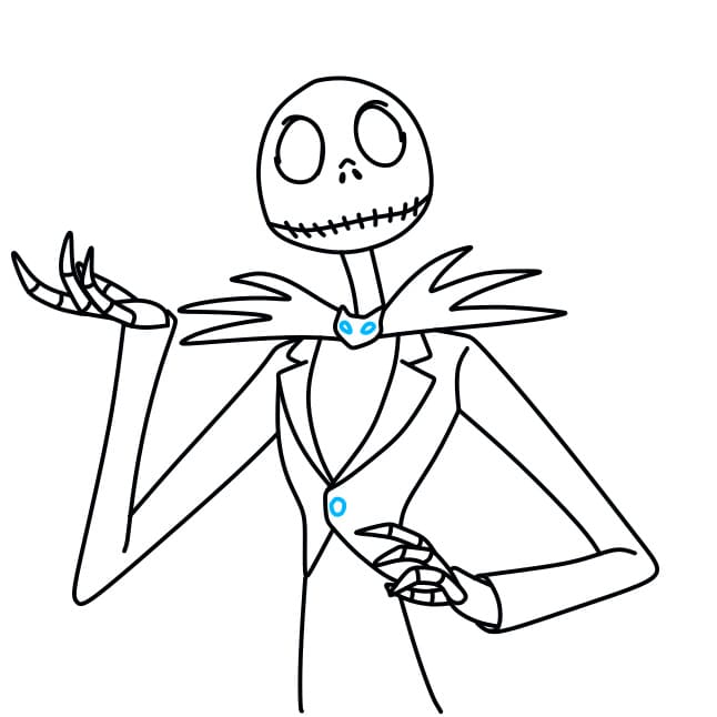 Hướng dẫn vẽ Jack Skellington đơn giản cho bé - Bước 6