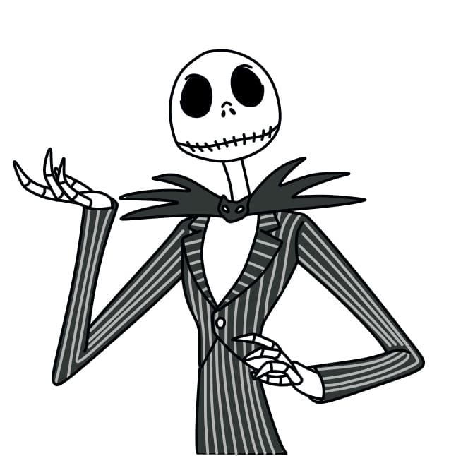 Hướng dẫn vẽ Jack Skellington đơn giản cho bé - Bước 7