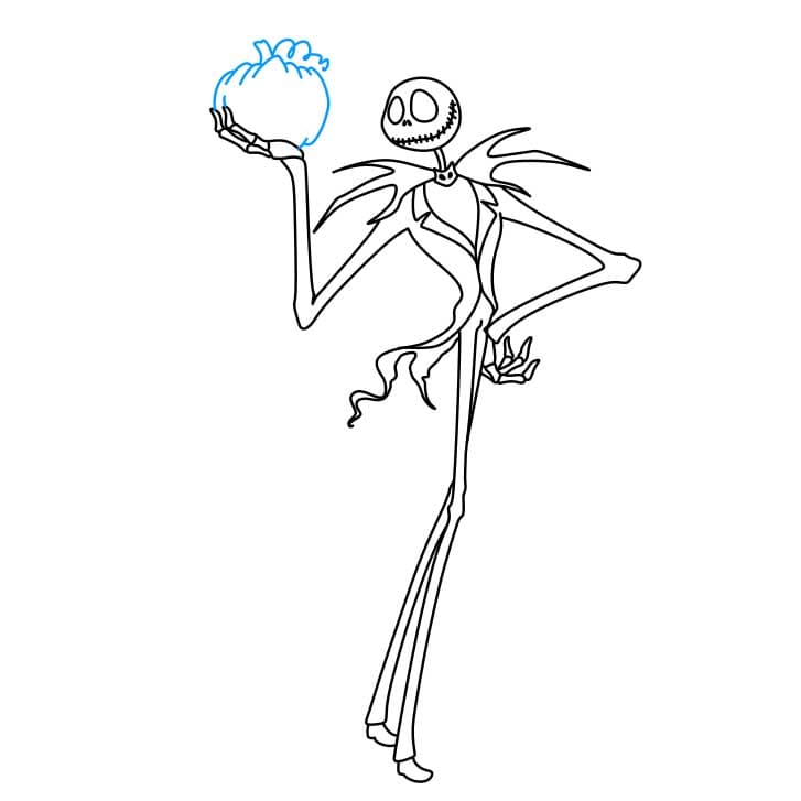 Hướng dẫn vẽ Jack Skellington đang cầm bí ngô - Bước 7