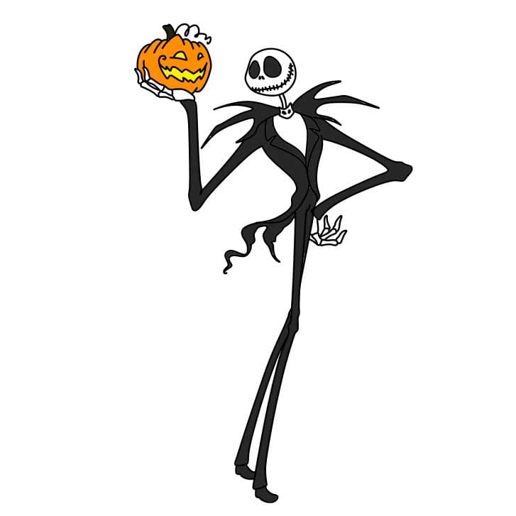 Hướng dẫn vẽ Jack Skellington đang cầm bí ngô