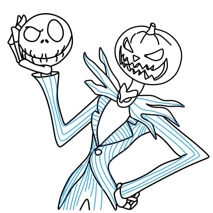 Hướng dẫn vẽ Jack Skellington đơn giản cho bé - Bước 6