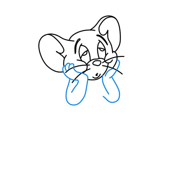 Hướng dẫn vẽ chú chuột Jerry đang buồn rầu - Bước 4