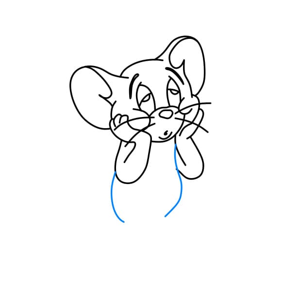 Hướng dẫn vẽ chú chuột Jerry đang buồn rầu - Bước 5