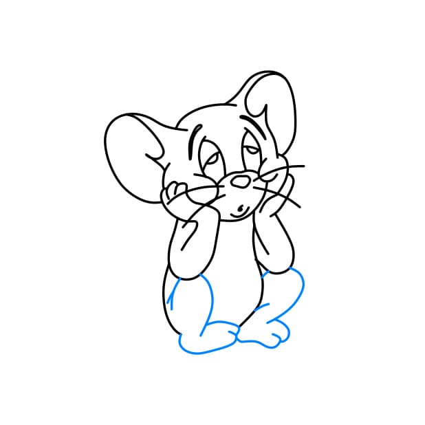 Hướng dẫn vẽ chú chuột Jerry đang buồn rầu - Bước 6