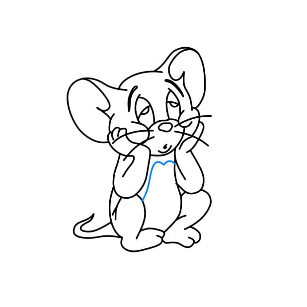 Hướng dẫn vẽ chú chuột Jerry đang buồn rầu - Bước 8