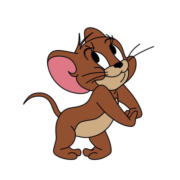 4. Hướng dẫn vẽ chú chuột Jerry đang yêu đời và vui vẻ