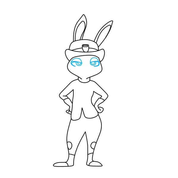 Hướng dẫn vẽ nhân vật Judy Hopps ( nhân vật trong phim hoạt hình Zootopia ) đơn giản và đẹp cho bé - Bước 8