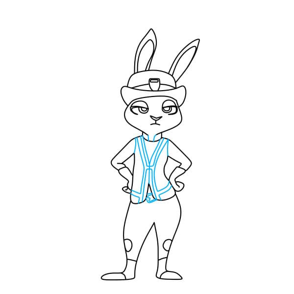 Hướng dẫn vẽ nhân vật Judy Hopps ( nhân vật trong phim hoạt hình Zootopia ) đơn giản và đẹp cho bé - Bước 9