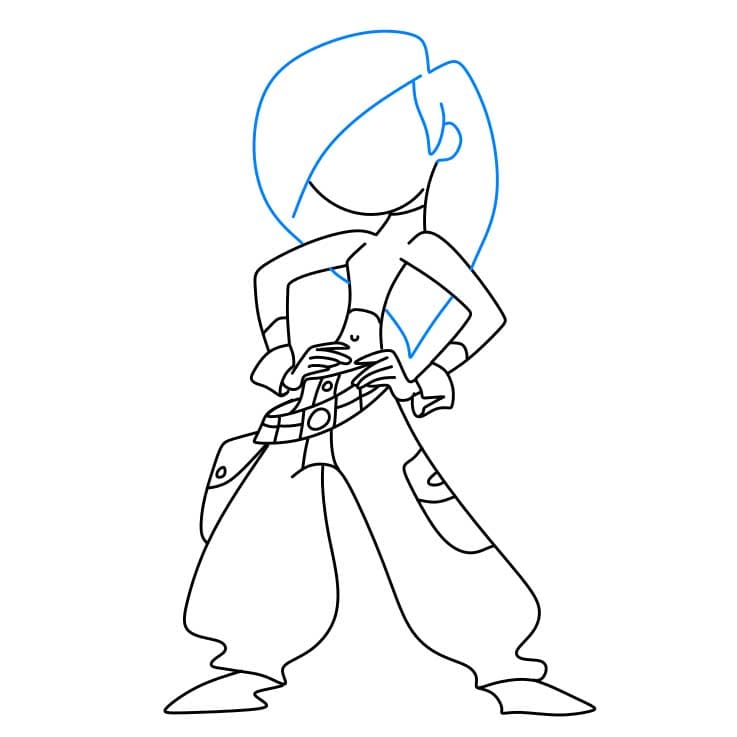 Hướng dẫn cách vẽ Kim Possible đơn giản và phong cách cho bé - Bước 7