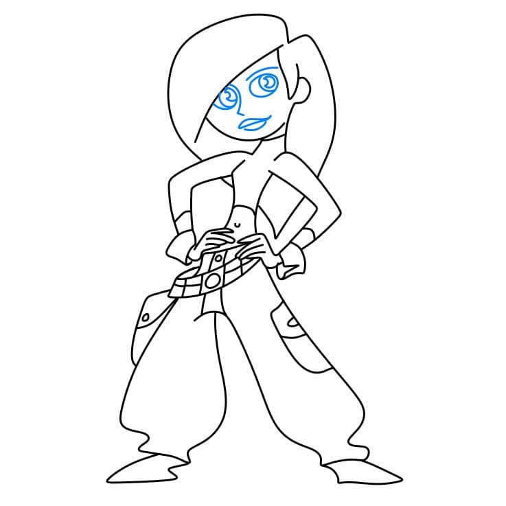 Hướng dẫn cách vẽ Kim Possible đơn giản và phong cách cho bé - Bước 8