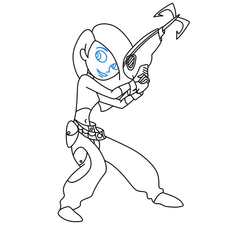 Hướng dẫn cách vẽ Kim Possible đơn giản và đẹp cho bé - Bước 7