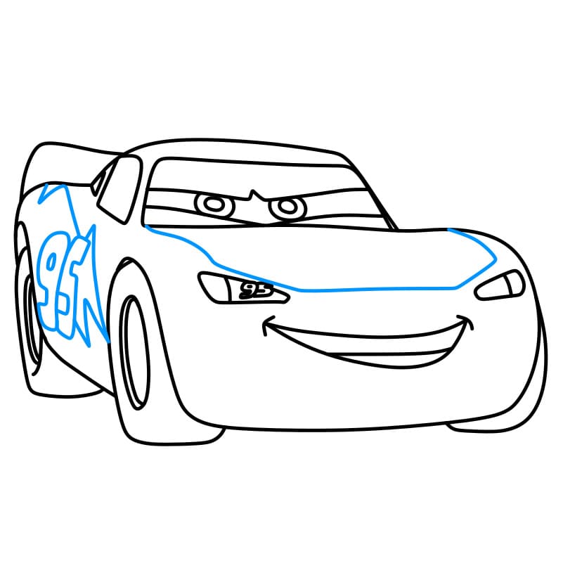 Hướng dẫn vẽ ô tô Lightning Mcqueen đẹp và tinh tế cho bé - Bước 10