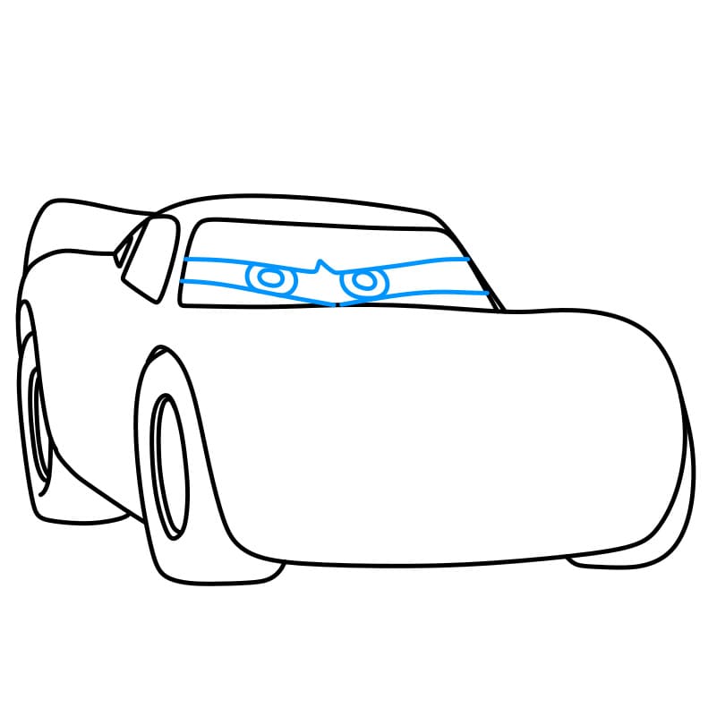 Hướng dẫn vẽ ô tô Lightning Mcqueen đẹp và tinh tế cho bé - Bước 7