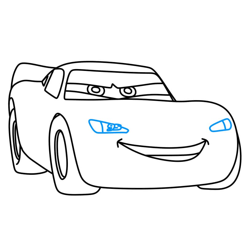 Hướng dẫn vẽ ô tô Lightning Mcqueen đẹp và tinh tế cho bé - Bước 9