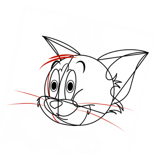 Hướng dẫn cách vẽ mèo Tom đơn giản cho bé - Bước 9