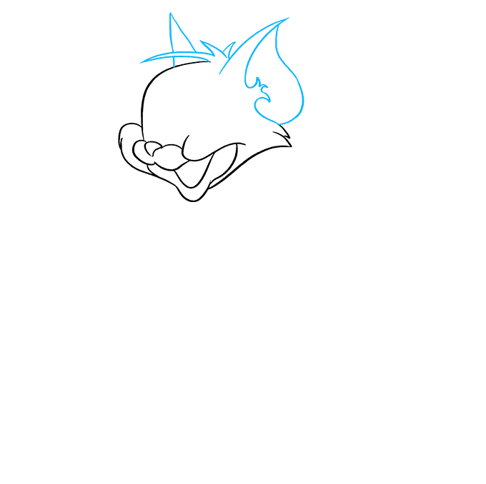 Hướng dẫn cách vẽ mèo Tom chi tiết từng bước và siêu ngộ nghĩnh cho bé - Bước 3