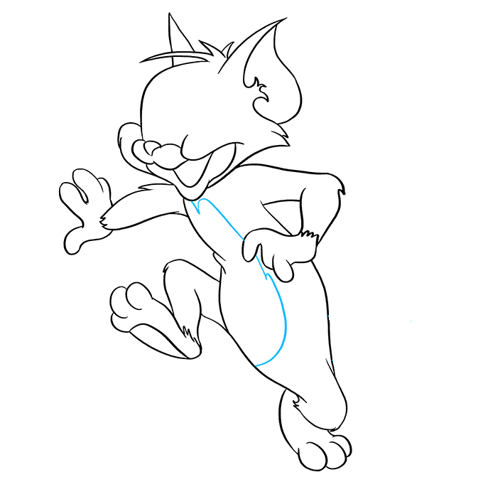 Hướng dẫn cách vẽ mèo Tom chi tiết từng bước và siêu ngộ nghĩnh cho bé - Bước 7