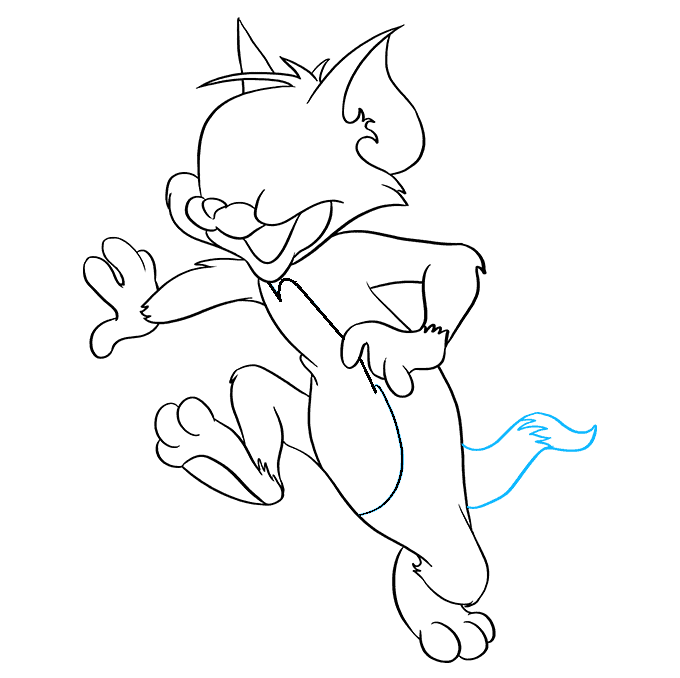 Hướng dẫn cách vẽ mèo Tom chi tiết từng bước và siêu ngộ nghĩnh cho bé - Bước 8