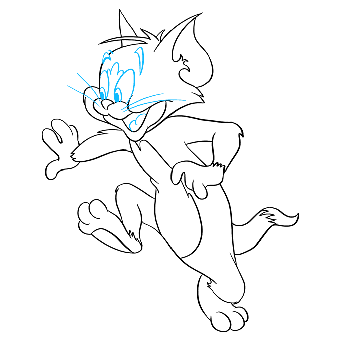 Hướng dẫn cách vẽ mèo Tom chi tiết từng bước và siêu ngộ nghĩnh cho bé - Bước 9