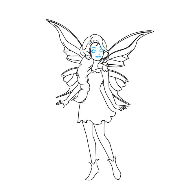 Hướng dẫn vẽ một nàng tiên xinh đẹp và dễ thương cho bé - Bước 8