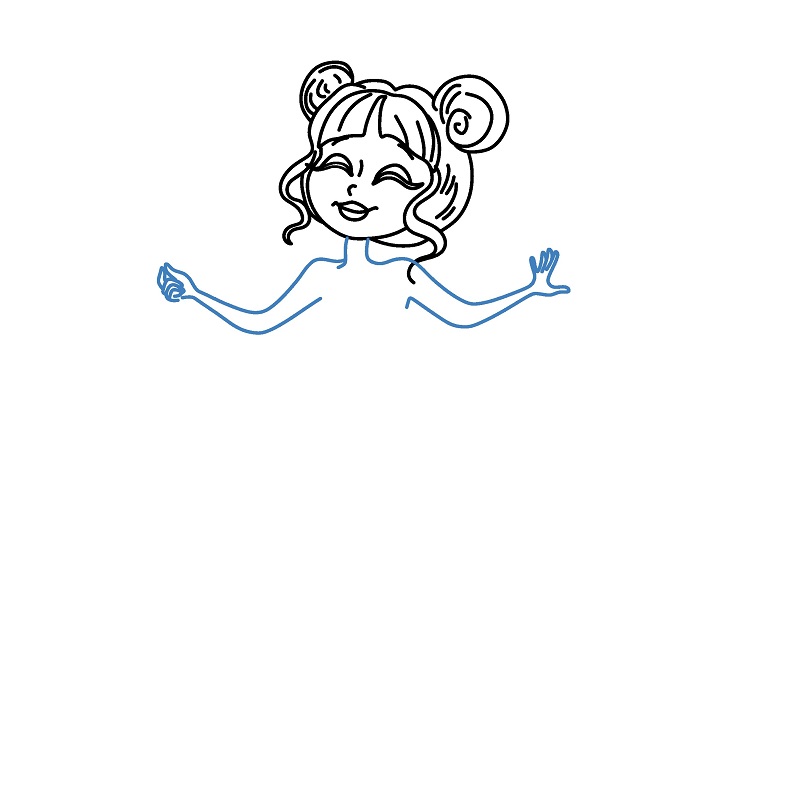 Hướng dẫn vẽ nàng tiên vui vẻ. - Bước 4