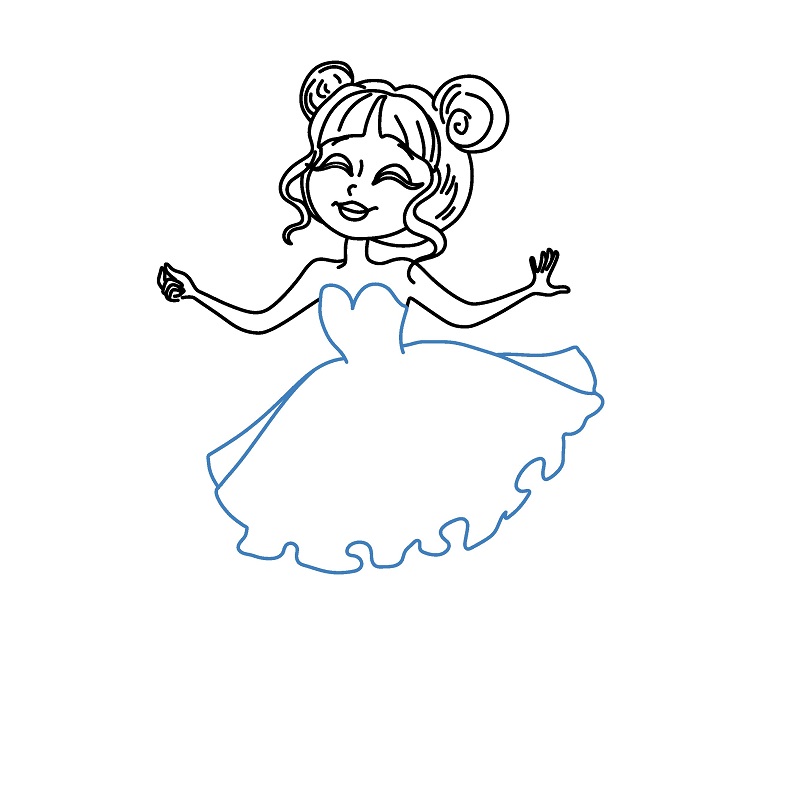 Hướng dẫn vẽ nàng tiên vui vẻ. - Bước 5