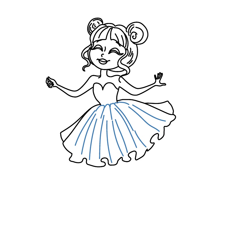 Hướng dẫn vẽ nàng tiên vui vẻ. - Bước 6