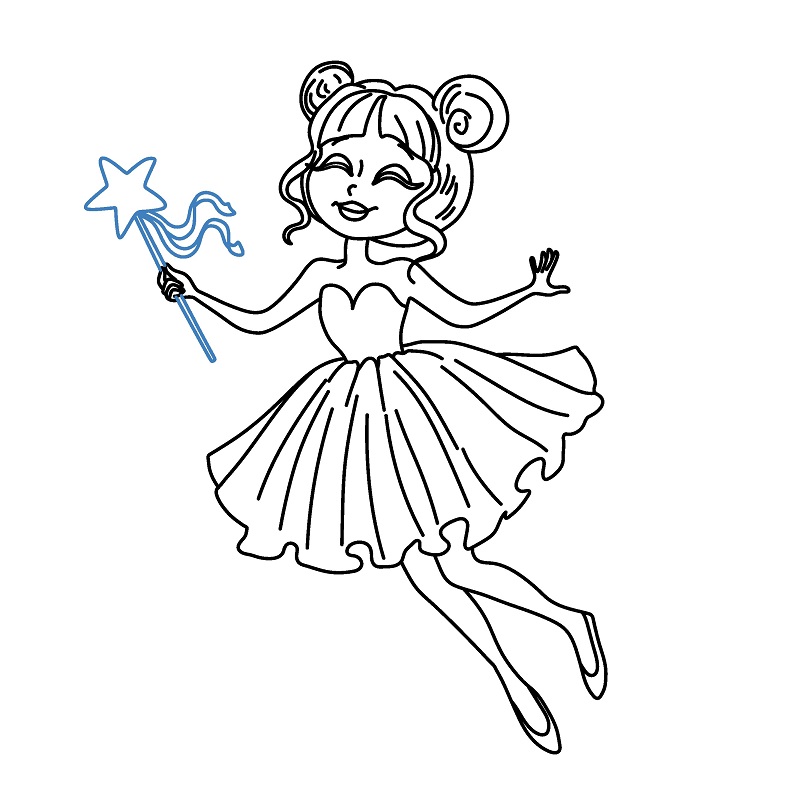 Hướng dẫn vẽ nàng tiên vui vẻ. - Bước 8