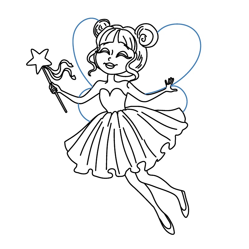 Hướng dẫn vẽ nàng tiên vui vẻ. - Bước 9