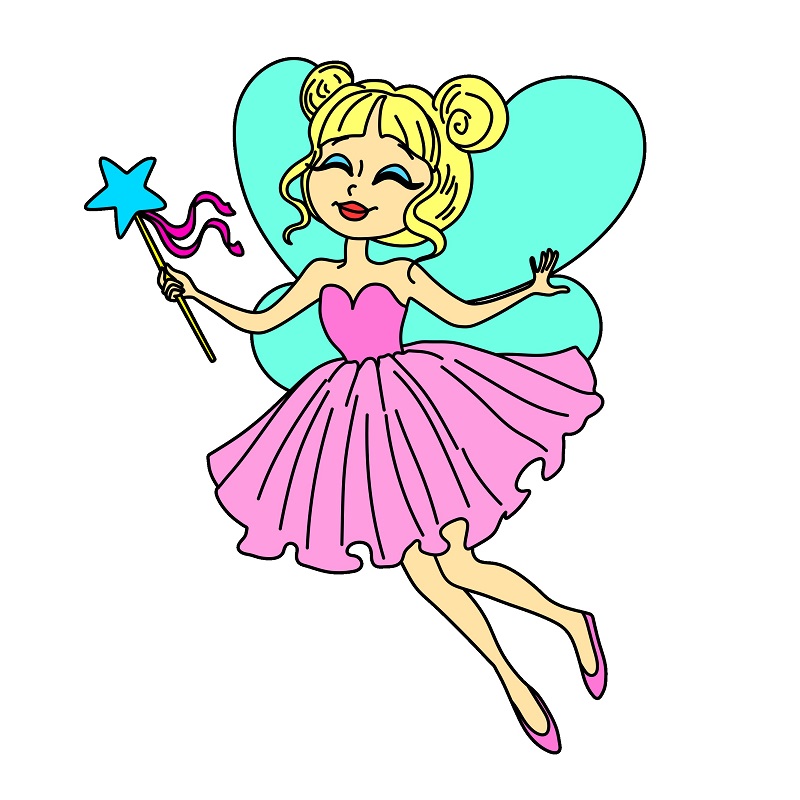 Hướng dẫn vẽ nàng tiên vui vẻ.