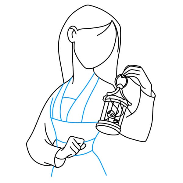 Hướng dẫn vẽ nhân vật Mulan (Hoa Mộc Lan) thân thiện cho bé - Bước 7