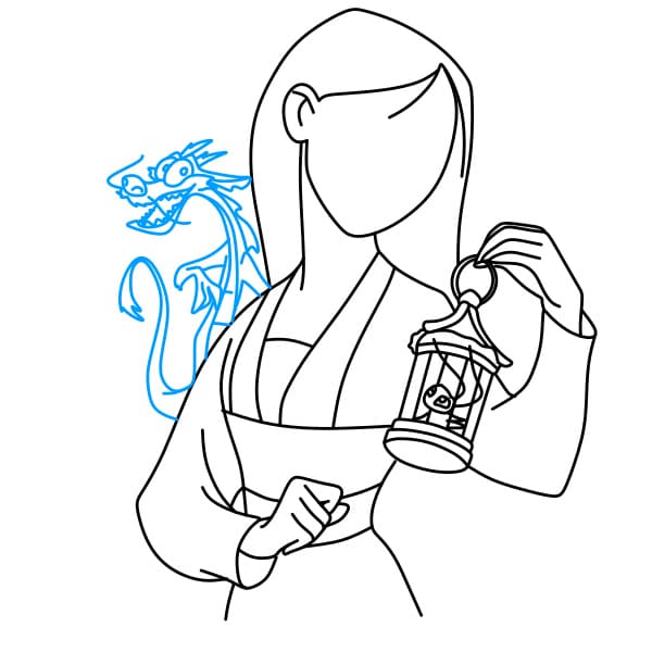 Hướng dẫn vẽ nhân vật Mulan (Hoa Mộc Lan) thân thiện cho bé - Bước 8