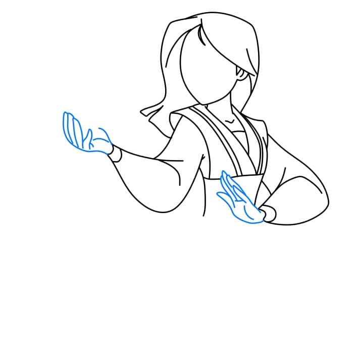 Hướng dẫn vẽ nhân vật Mulan (Hoa Mộc Lan) - Bước 4