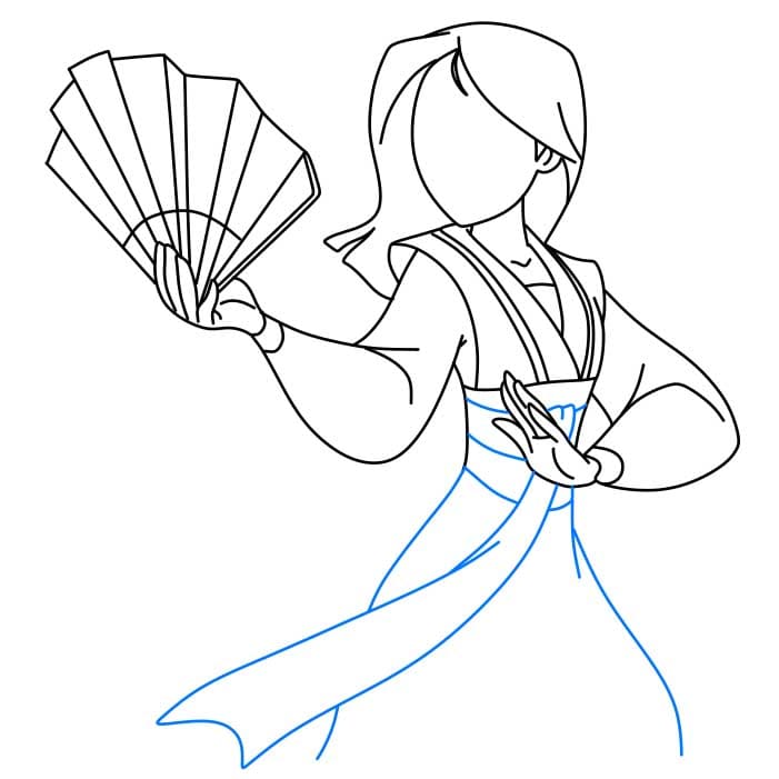 Hướng dẫn vẽ nhân vật Mulan (Hoa Mộc Lan) - Bước 5