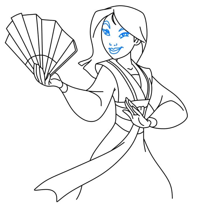 Hướng dẫn vẽ nhân vật Mulan (Hoa Mộc Lan) - Bước 6