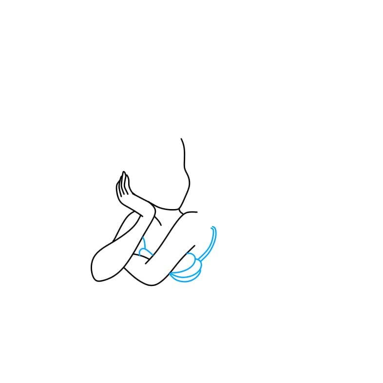 Hướng dẫn vẽ nàng tiên cá Ariel đang nằm cho bé - Bước 3